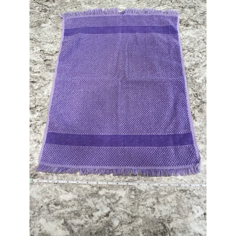 Fieldcrest Purple Cloth Cotton Fringe Towels 3 Piece Set Hand Bath MCM Vintage